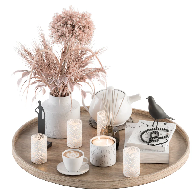 Wood and Pink Decorative Set with Wheat - Set 94 — Descargar