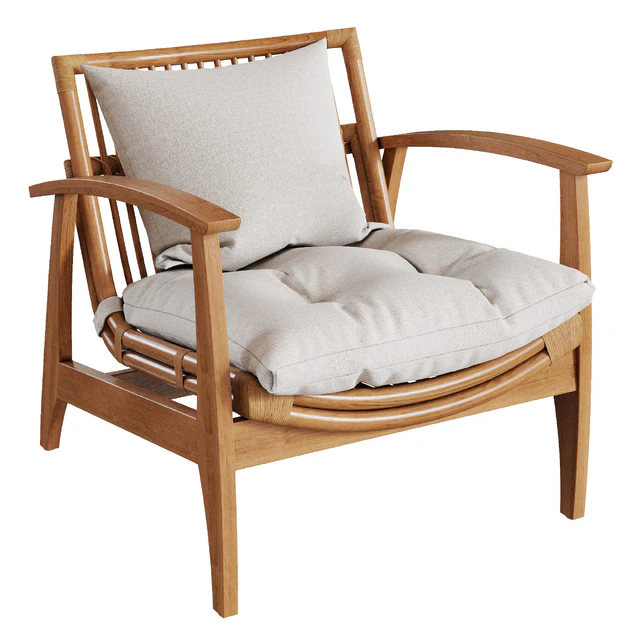 CB2 - Noelie Rattan Lounge Chair with Cushion — Скачать