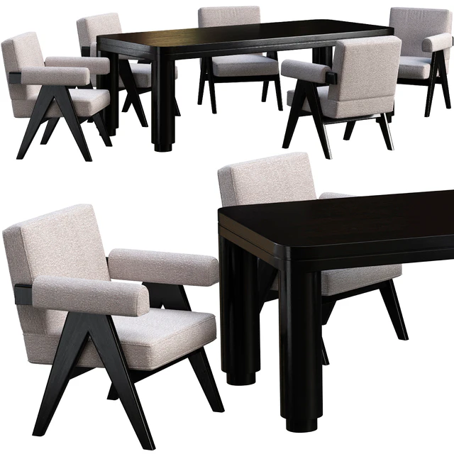 Dining table Eichholtz Atrlier+ chair Eichholtz Greta — Скачать
