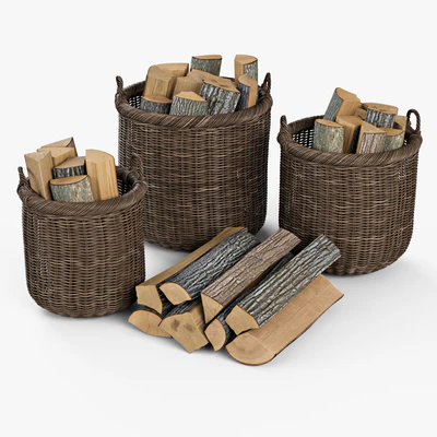 Basket with firewood 007 / brown — Ver 1
