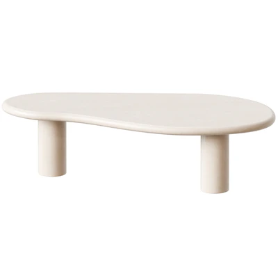 Beige Organic-Shaped Coffee Table — View 3