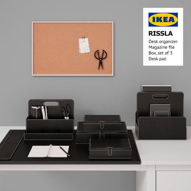 Настольный набор Ikea RISSLA Box, set of 3, Desk organizer, Magazine file, Desk pad / РИССЛА — Скачать