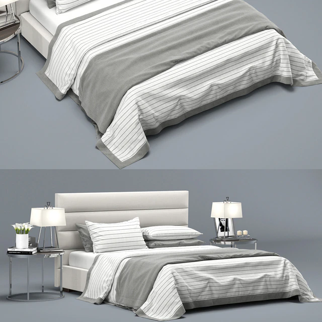 RH Modern custom  horizontal channel fabric hedboard bed — Скачать