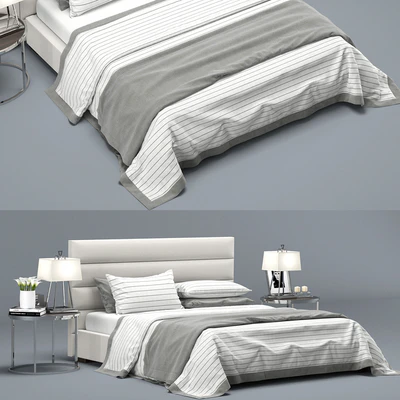 RH Modern custom  horizontal channel fabric hedboard bed — Вид 2