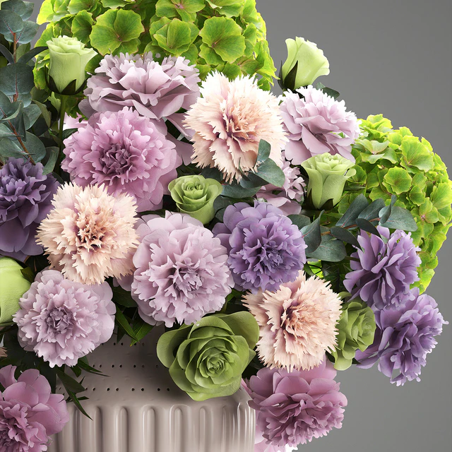 A bouquet of flowers 63. Spring flowers, vase, decor, hydrangea, peony, eucalyptus, carnation, rose — Descargar