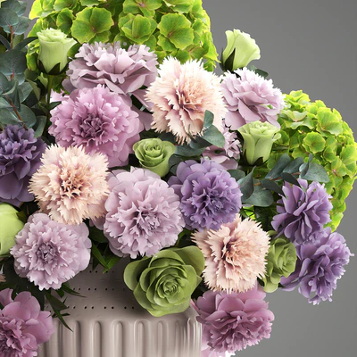 A bouquet of flowers 63. Spring flowers, vase, decor, hydrangea, peony, eucalyptus, carnation, rose — Ver 2