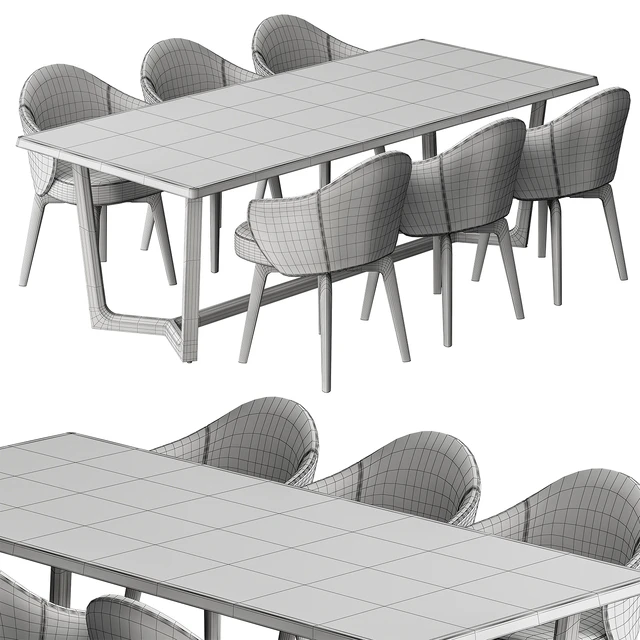 Dinning Table Wooden - Set 30 — Descargar