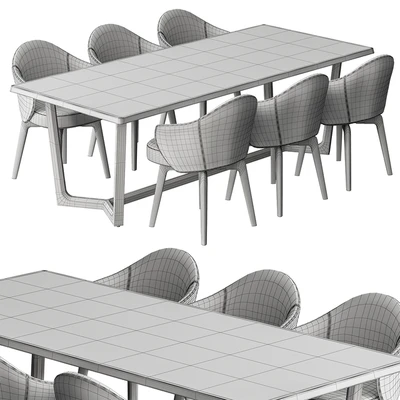 Dinning Table Wooden - Set 30 — Ver 3