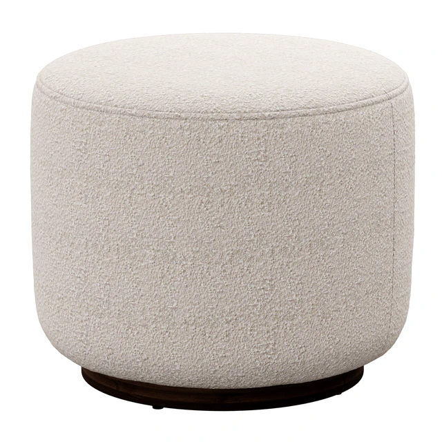 Sinclair Round Boucle Ottoman Whistler Oyster Suede by Four Hands — Descargar