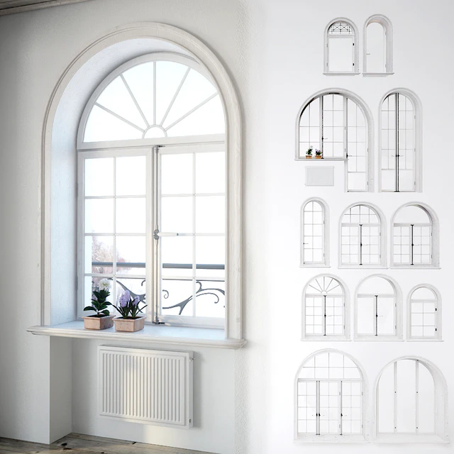 Set classical arched windows with decor — Descargar
