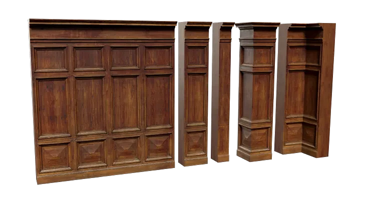 historic palace interior wall wood set 001 — Download