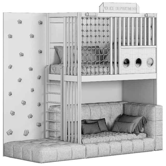 Designer two-level bed Kids room — Скачать
