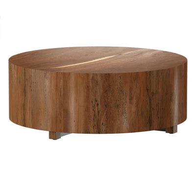 Dillon Natural Yukas Round Wood Coffee Table (Crate and Barrel) — Ver 2