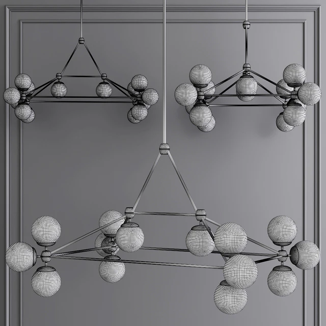 Modo Rectangle Chandelier 14 Globes Bronze and Smoke Glass — Скачать