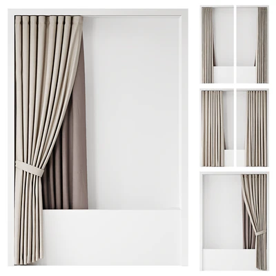 Double bath curtain on ceiling cornice — Ver 1