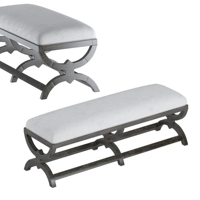 HOOKER FURNITURE VINTAGE WEST DRAMATIC DARK CHARCOAL ACCENT BENCH — Ver 1