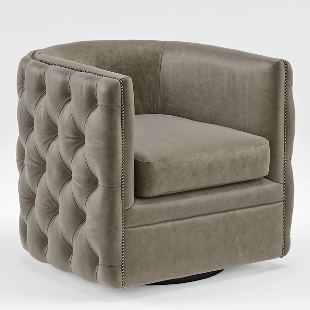 Sawyer Gray Leather Round Swivel Chair — Descargar