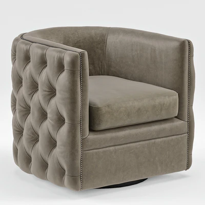 Sawyer Gray Leather Round Swivel Chair — Ver 1