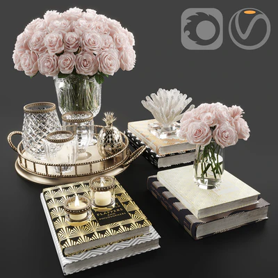 Rose and crystal vase decoration set 11 — Ver 1