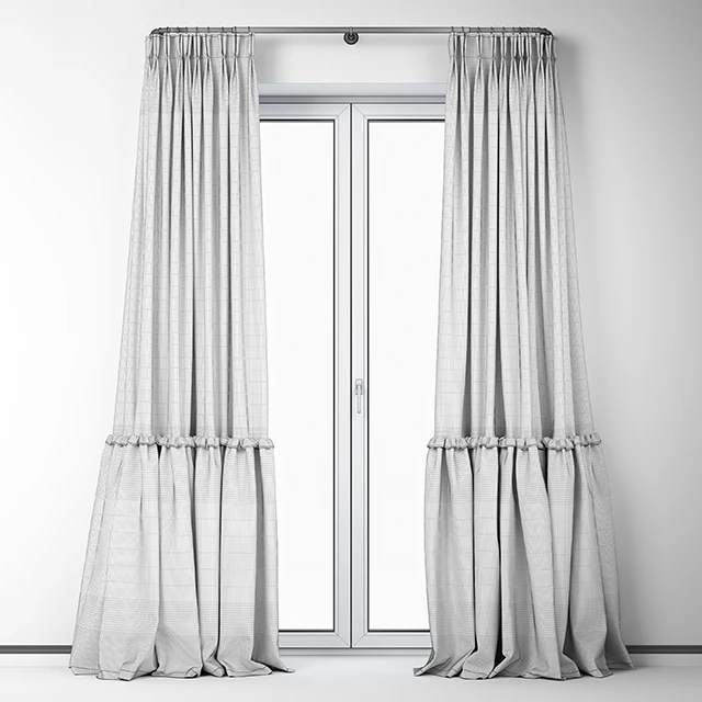 Сotton draped curtains with ruffles / Пышные шторы с рюшами — Скачать
