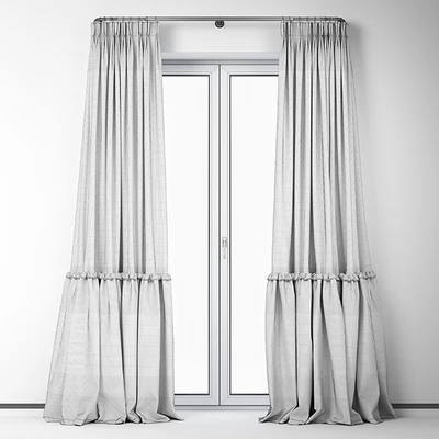 Сotton draped curtains with ruffles / Пышные шторы с рюшами — Вид 2
