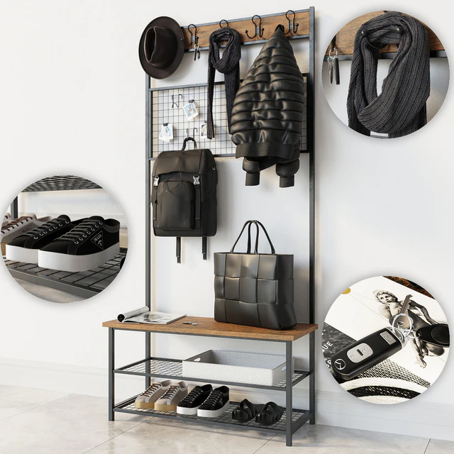 Прихожая Industrial Shoe Rack Bench Напольная вешалка  одежда прихожая гардероб  одежда — Скачать