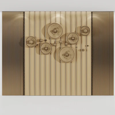 Headboard made of soft beige panels and 3d decor — Ver 2