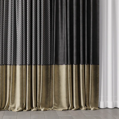 Hadi Gray & Gold Curtains 55 Soft Curtains and Linen Silk Fabric — Ver 2