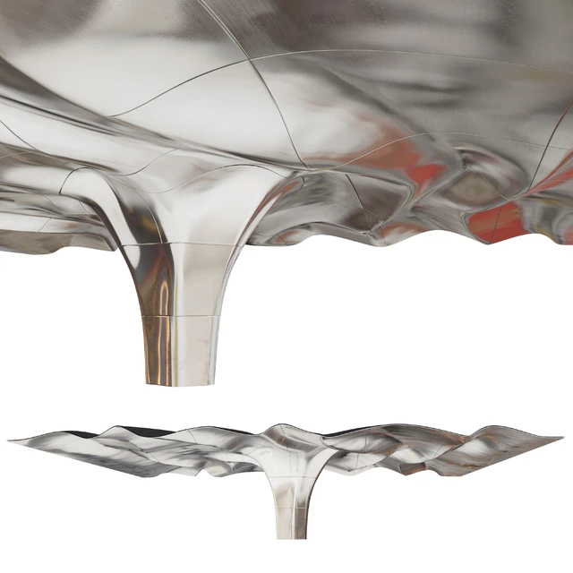 Wavy ceiling with column in three materials — Descargar
