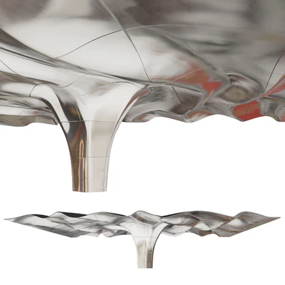 Wavy ceiling with column in three materials — Ver 1