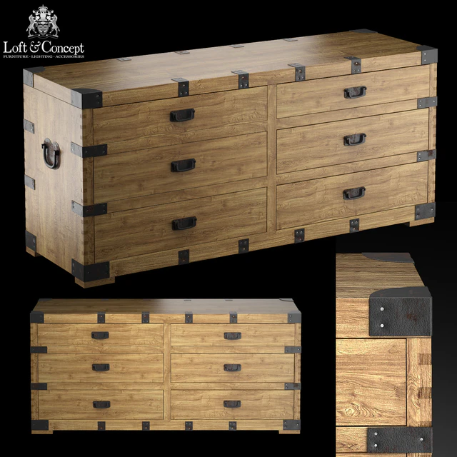 Chest Vintage Antique Oak Wide — Descargar