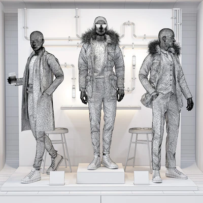 Shop front with male mannequin — Ver 2
