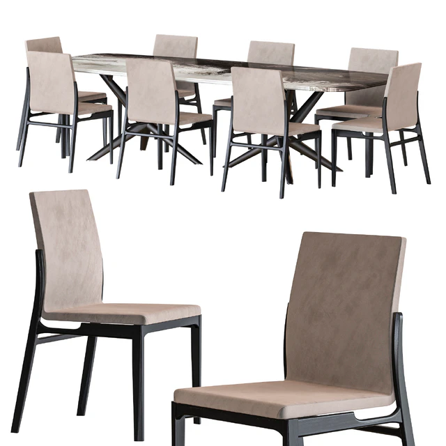 Cattelan Italia Atlantis Crystalart Table and Ginevra Chair Dining Set — Descargar