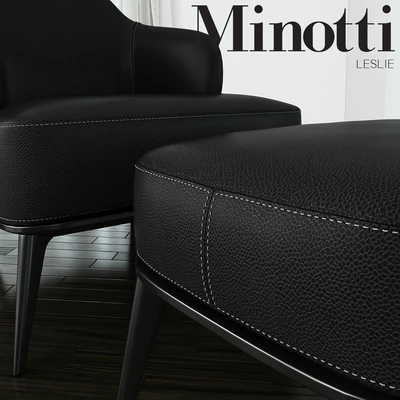 Minotti - Leslie armchair with ottoman leather — Ver 2