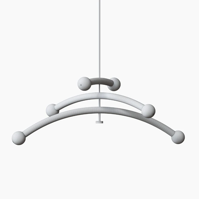 Contemporary Bleached White Oak and Brass LED Chandelier — Descargar