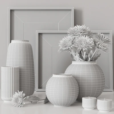 decorative set with yellow chrysanthemums 05 — Ver 3