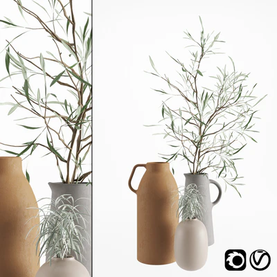 Vases set by H & M with olive and rosmarinus branch — Вид 1