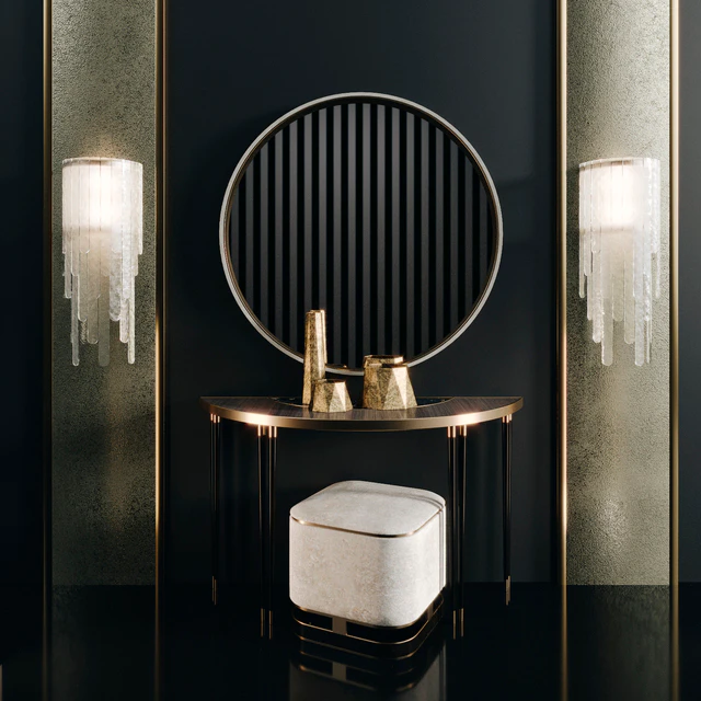 Frato Richmond console, Water Fall light, Ashi stool, Ring mirror — Descargar