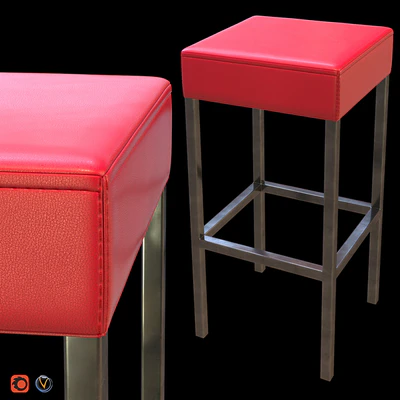 Red Leather High Stool — Ver 1