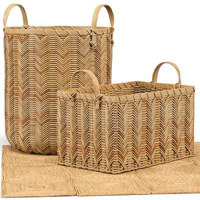 Petaluma Basket, Seagrass Squares Rug — Ver 1