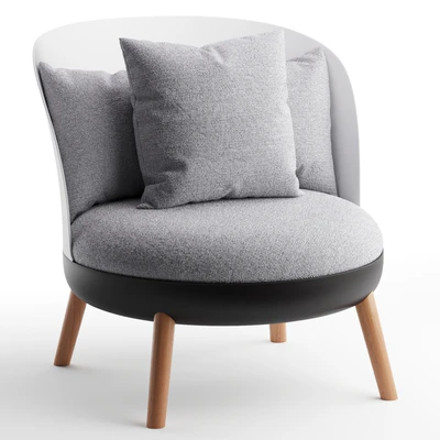 Armchair with ottoman Cherry, gray — Ver 1