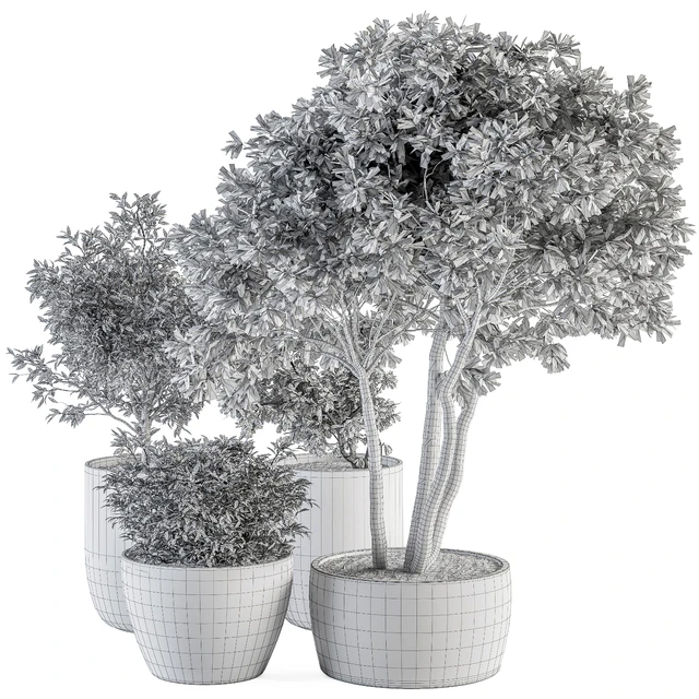 Outdoor Plant Set 359 - Pink Plant Set in Concrete Pot — Descargar