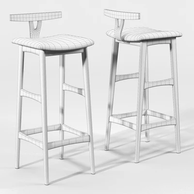 Rosewood and Leather Bar Stool — Ver 3