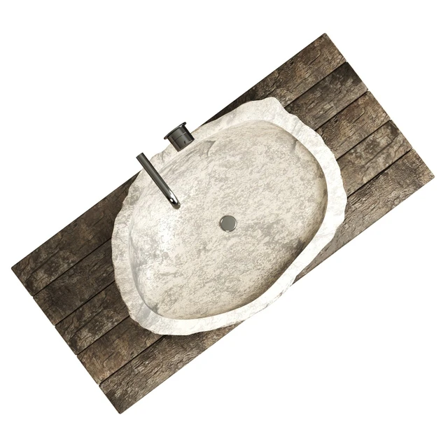 Stone sink on a log countertop — Descargar