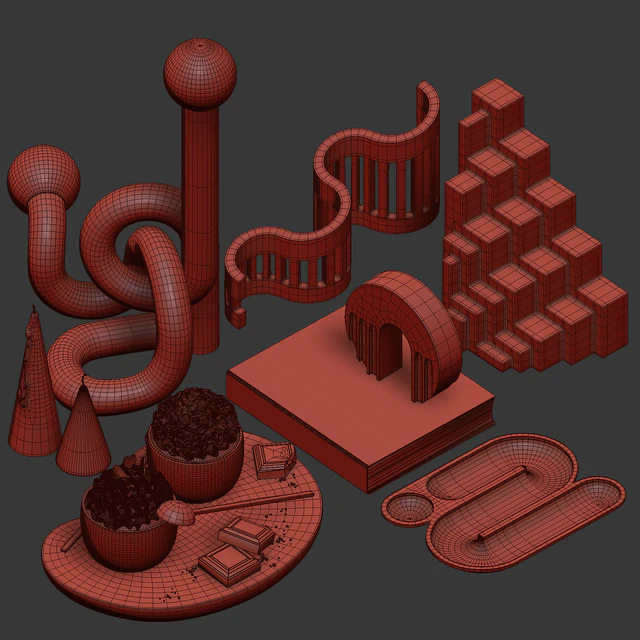 Decorative set 015 geometric shapes with coffee — Скачать