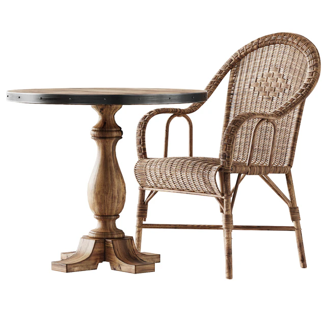 Плетеный стул Kokmaison Fauteuil grand pere и круглый стол — Скачать