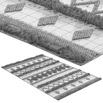nuLOOM Black Wool Raised Geometric Shag Rug — Ver 4
