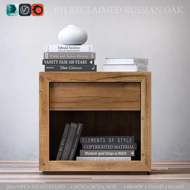 RECLAIMED RUSSIAN OAK 26in OPEN NIGHTSTAND — Скачать