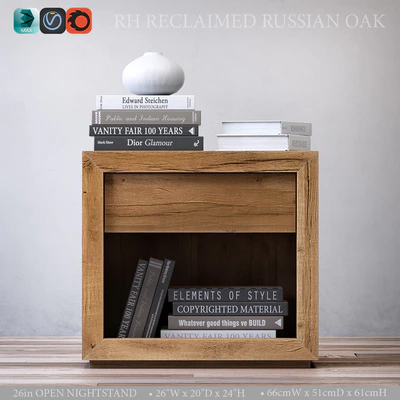 RECLAIMED RUSSIAN OAK 26in OPEN NIGHTSTAND — Вид 2