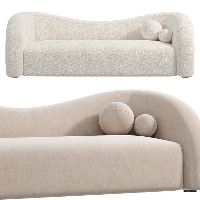 Boucle Upholstered Curved 2 Seater Sofa for Living Room — Скачать